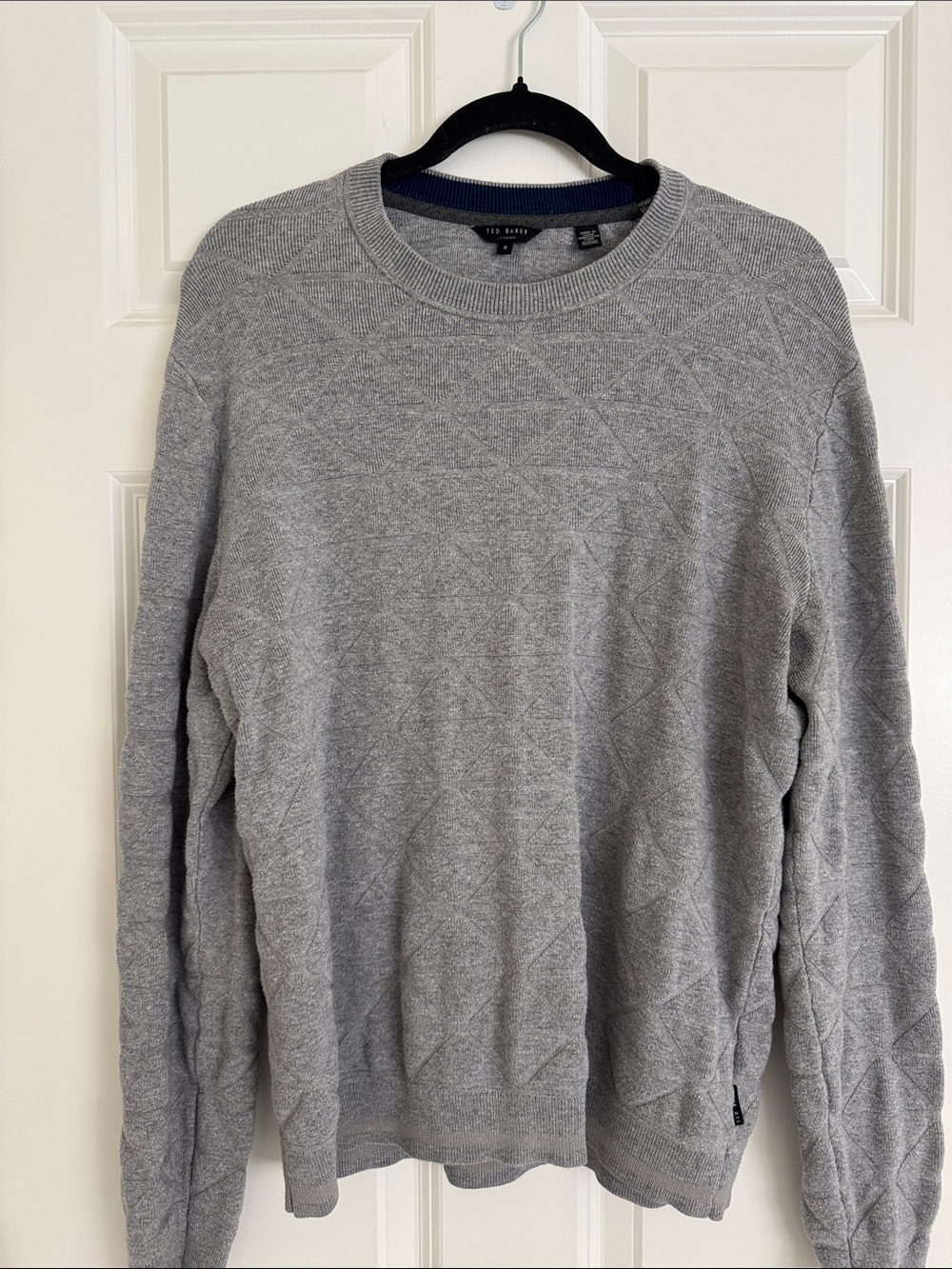 Ted Baker Light Gray Quilted Crewneck Sweater